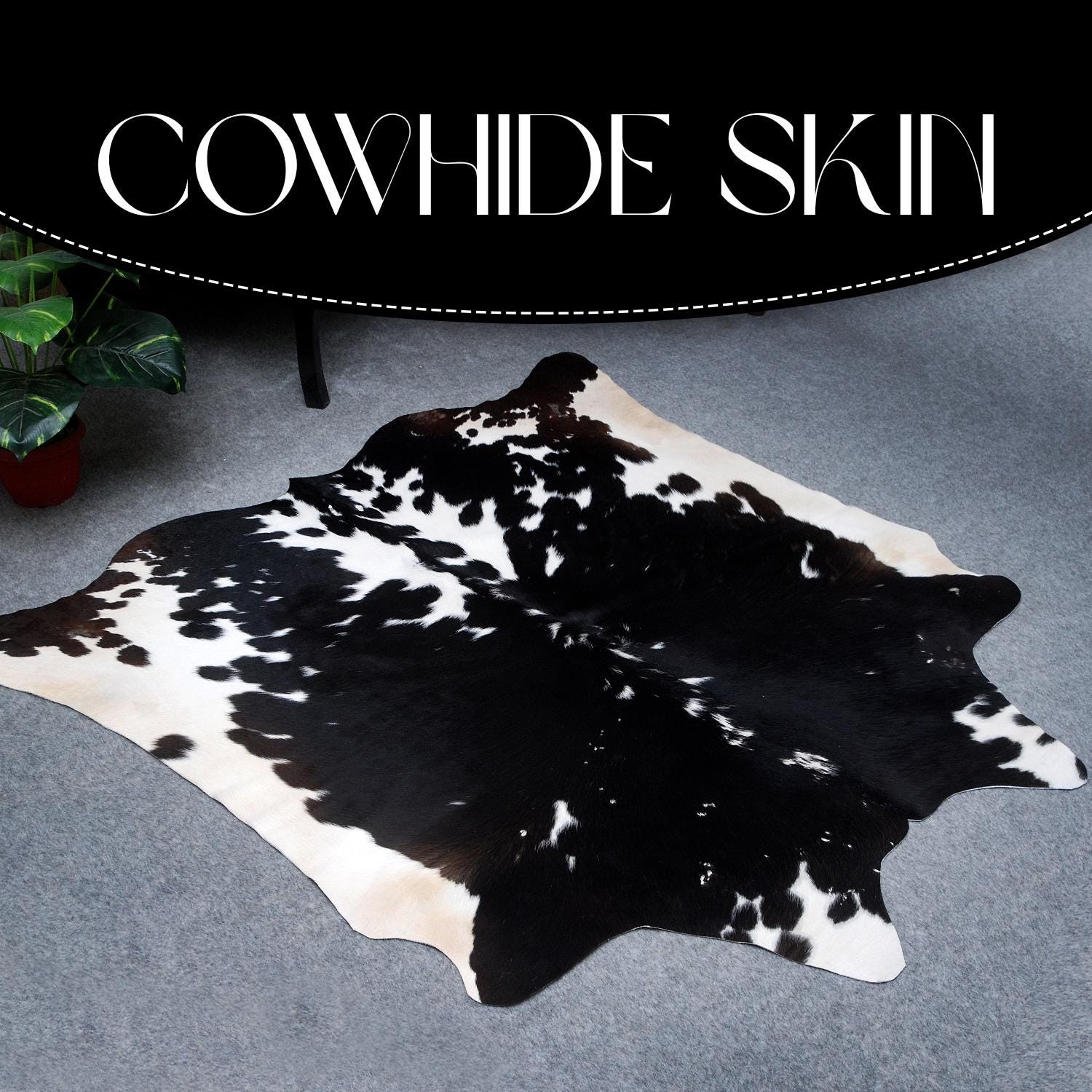 Luxurious Black & White Cowhide Rug - Hypoallergenic, Non-slip, Non-shedding, Unique Natural Beauty - Perfect for Upholstery - Home Décor