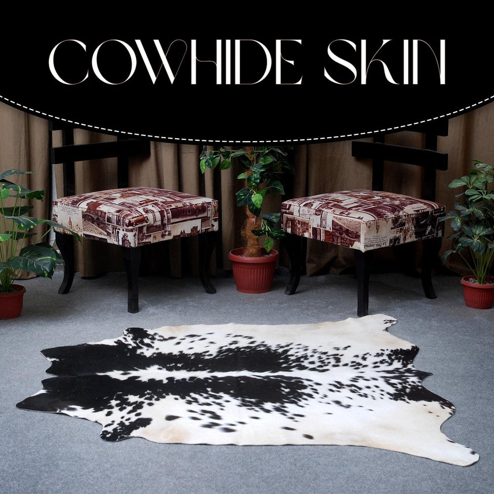 Luxurious Black & White Cowhide Rug - Large Natural Centerpiece Decor - Hypoallergenic, Non-Slip, Non-Shedding - Unique Animal Print Beauty - Celestial Leather Limited