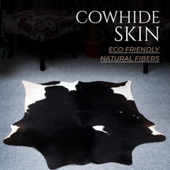 Luxury Black and White Cowhide Rug - Hypoallergenic Hair on Salt & Pepper Rug for Home Décor - Durable, Versatile, Handcrafted Beauty - Celestial Leather Limited