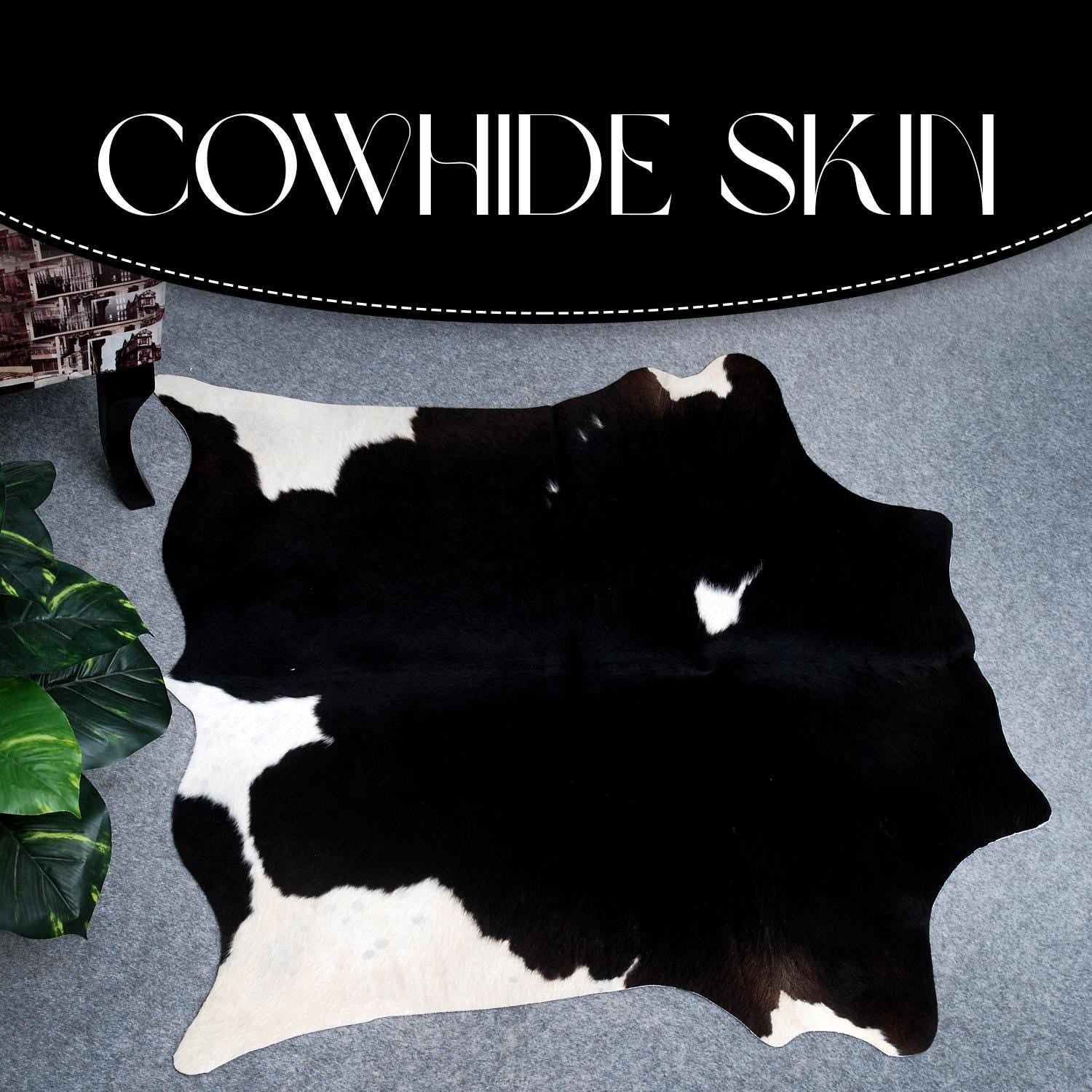 Luxury Black and White Cowhide Rug - Hypoallergenic Hair on Salt & Pepper Rug for Home Décor - Durable, Versatile, Handcrafted Beauty - Celestial Leather Limited
