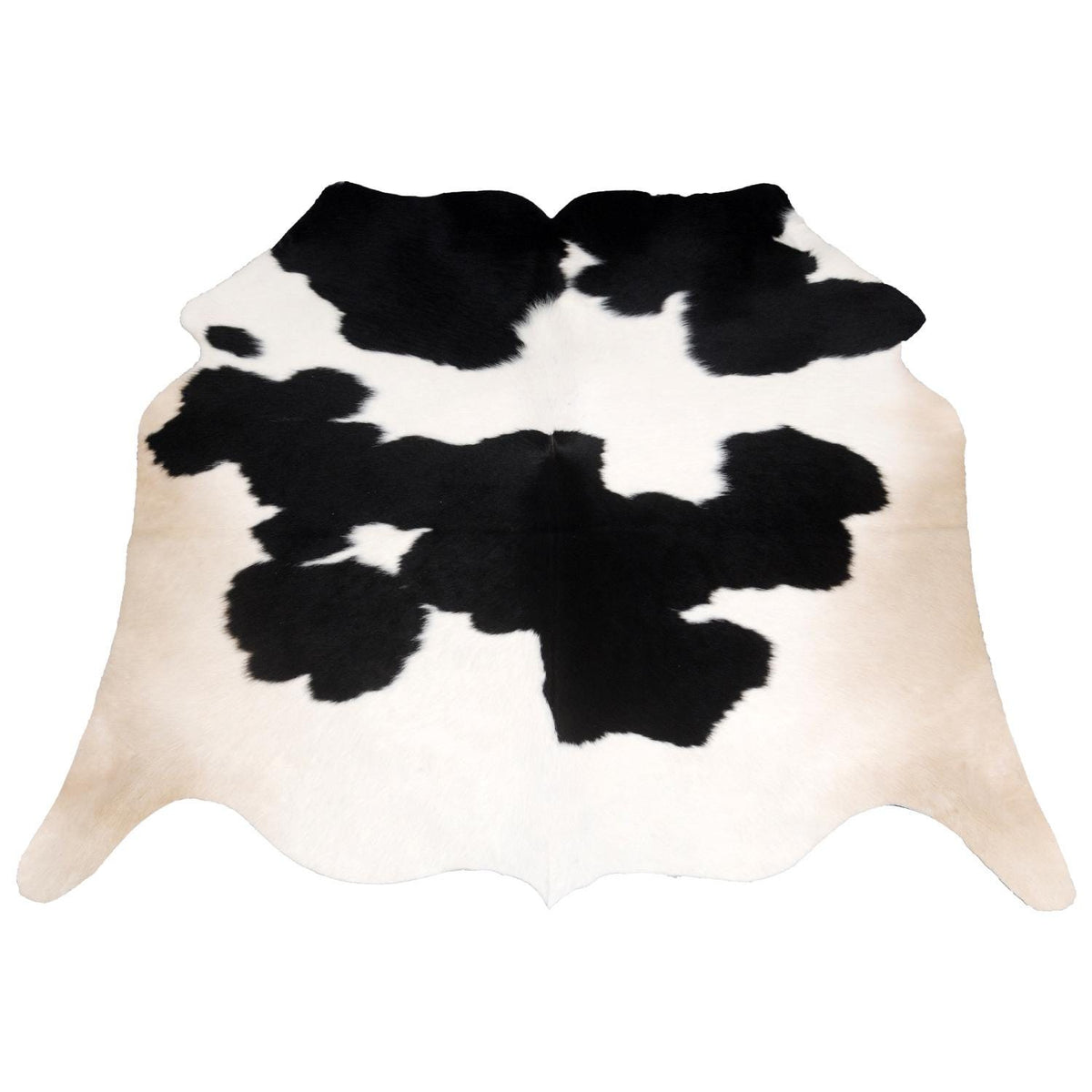 Luxurious Handcrafted Black and White Cowhide Rug - Hypoallergenic, Non-Slip Backing, Unique Markings - Durable and Versatile Home Decor - Celestial Leather Limited