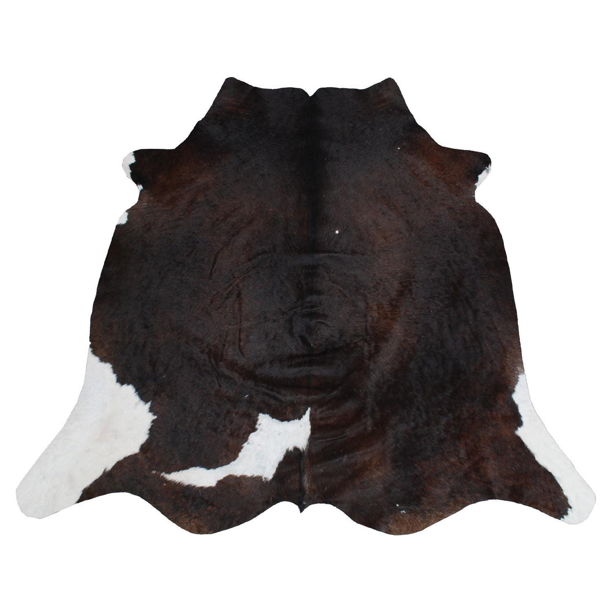 Luxuriously Handcrafted Dark Brown & White Cowhide Rug - Hypoallergenic, Durable, Unique Medium Area Rug for Rustic Charm - Celestial Leather Limited