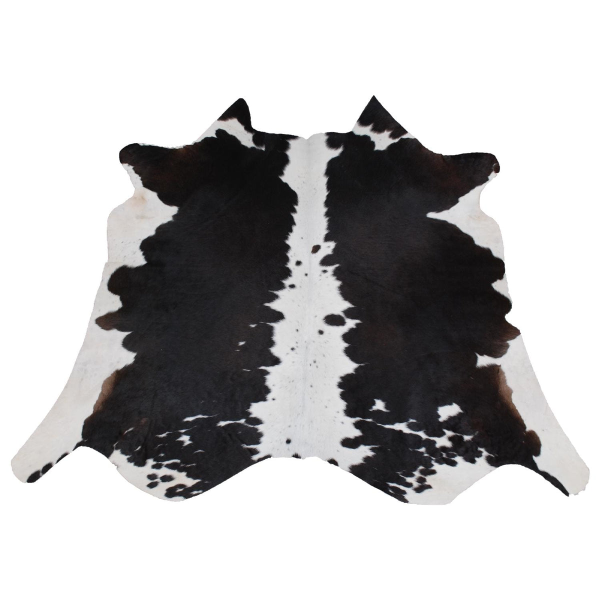 Beautiful Medium Brown and White Cowhide Rug with Soft Hair | Hypoallergenic & Non-Slip Backing | Handcrafted Luxury | Durable - Versatile