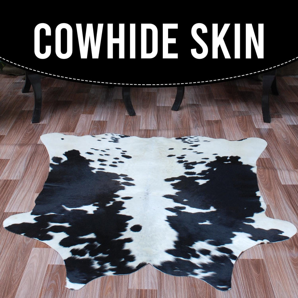 Luxurious Natural Dark Brown and White Small Animal Print Cowhide Rug with Hypoallergenic and Non-Slip Backing - Free Shipping UK - Celestial Leather Limited