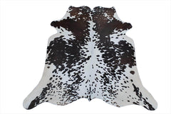 Luxurious Dark Brown & White Cowhide Rug - Small Animal Print Area Rug - Celestial Leather Limited