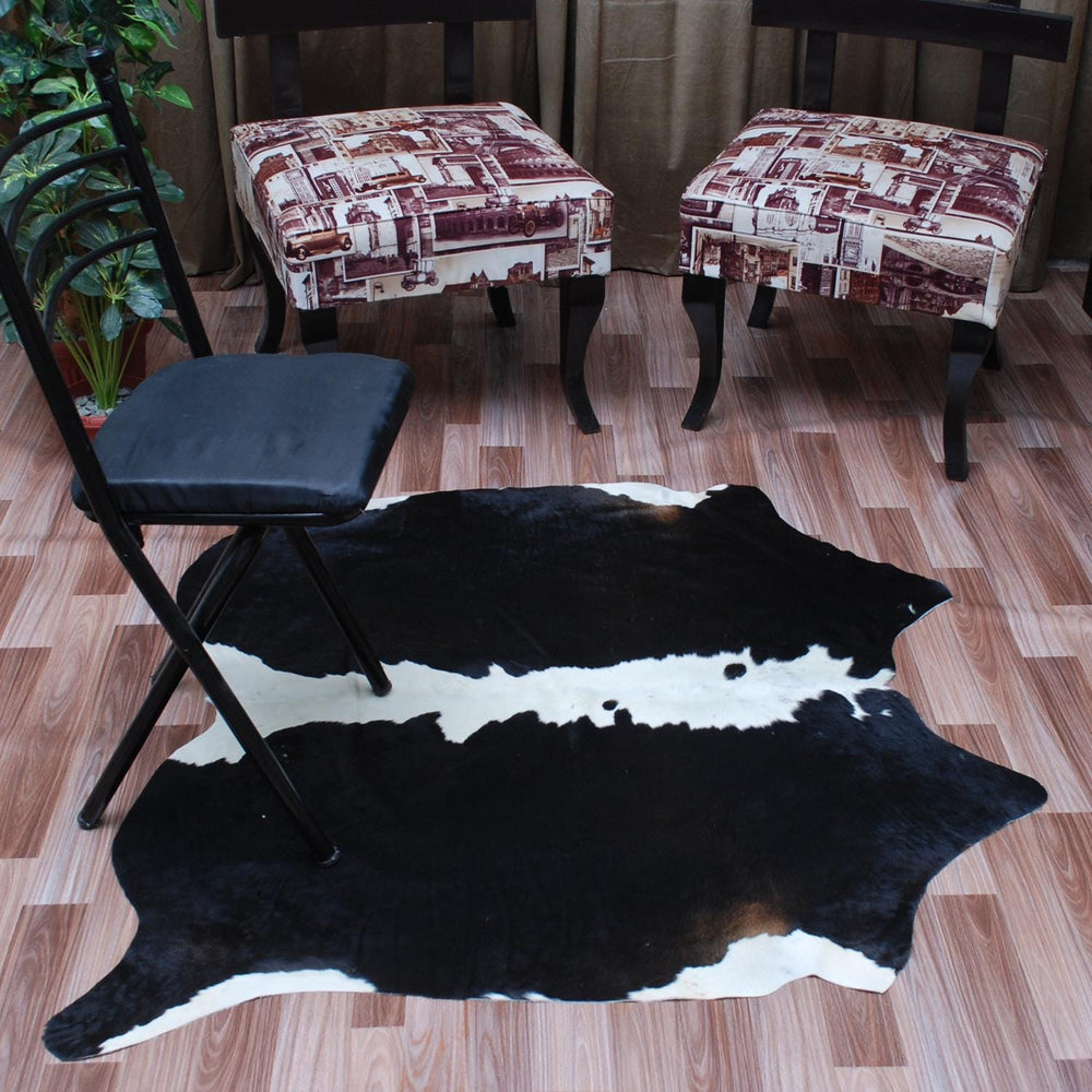 Luxurious Dark Brown & White Cowhide Rug | Hypoallergenic, Non-Slip, Non-Shedding | Handcrafted Premium Hide | Small 10-15 sq ft | Free UK - Celestial Leather Limited