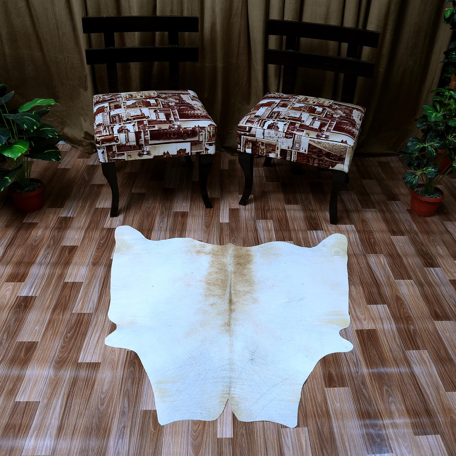 Luxurious Medium Brown and White Cowhide Rug - Hypoallergenic, Non-Slip Backing, Handcrafted, Unique Markings - Perfect for Bedroom/Living - Celestial Leather Limited