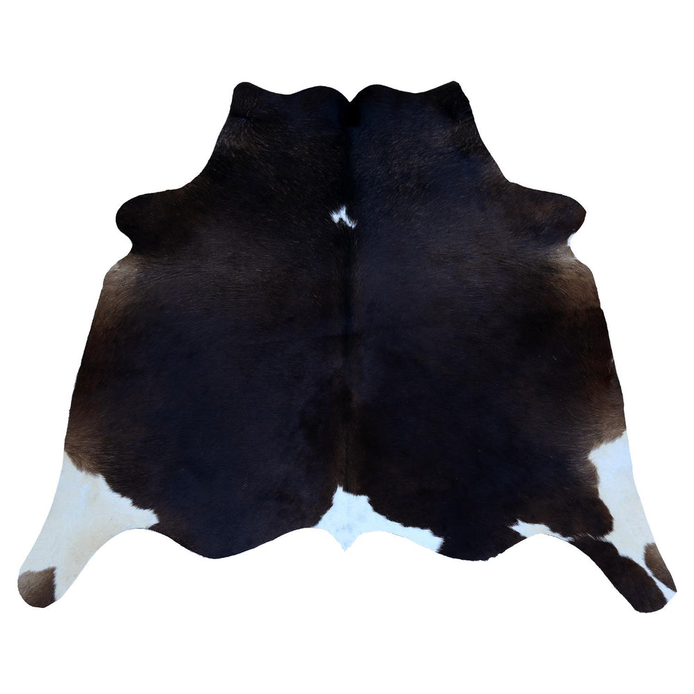 Luxury Dark Brown & White Cowhide Rug - Hypoallergenic, Handcrafted, Durable, One-of-a-Kind Medium Cow Skin Rug for Modern Home Decor - Celestial Leather Limited