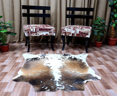 Handcrafted Medium Brown & White Cowhide Rug | Unique Animal Pattern | Luxurious Natural Hide | Hypoallergenic - Non-Slip - Celestial Leather Limited