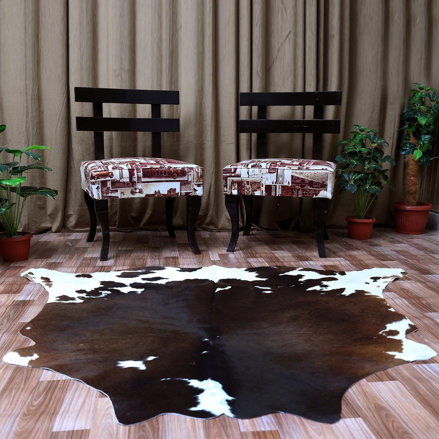 Luxury Brown & White Cowhide Rug | Non-Slip Backing | Hypoallergenic | Non-Shedding | Perfect for Bedroom - Living Room | Free Shipping in - Celestial Leather Limited