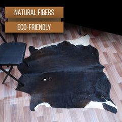 Luxury Brown & White Cowhide Rug - Large Size, Hypoallergenic, Non-Slip Back, Non-Shedding - Perfect for Upholstery - Home Decor