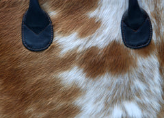Chic Brown & White Cowhide Shoulder Bag - Handmade Leather Tote with Animal Print Variations, Versatile - Spacious Purse for Daily Use