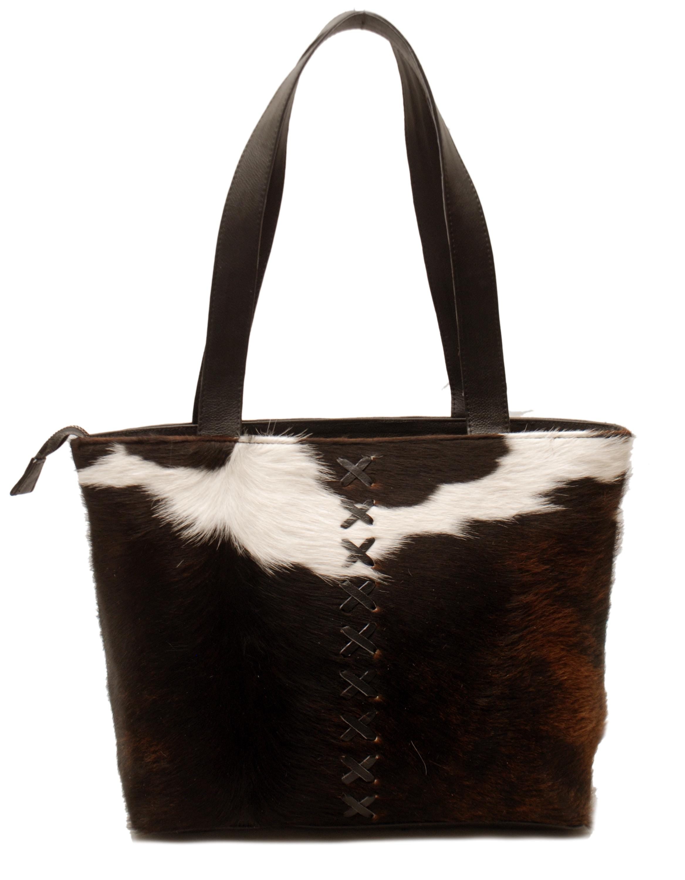 Luxurious Cowhide Shoulder Bag with Brown And White Cowskin Leather - Handcrafted Handbag For Women, Durable and Stylish Purse for Daily