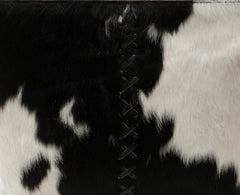 Luxurious Black & White Cowhide Shoulder Bag - Handmade Hair-On Leather Cowskin Purse for Women, Stylish - Practical Everyday Tote Bag