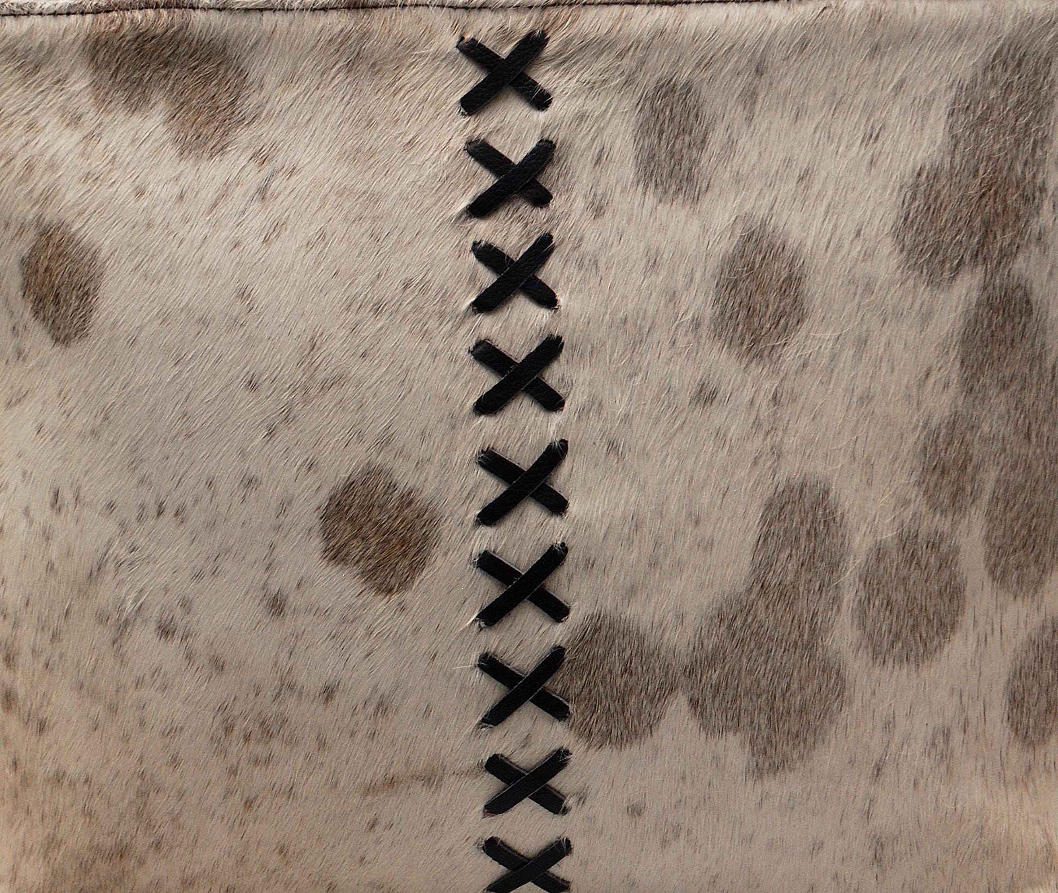 Luxurious Handmade White Cowhide Shoulder Bag - Stylish & Practical Cowskin Purse for Women, Natural Print Variation - Free UK Shipping