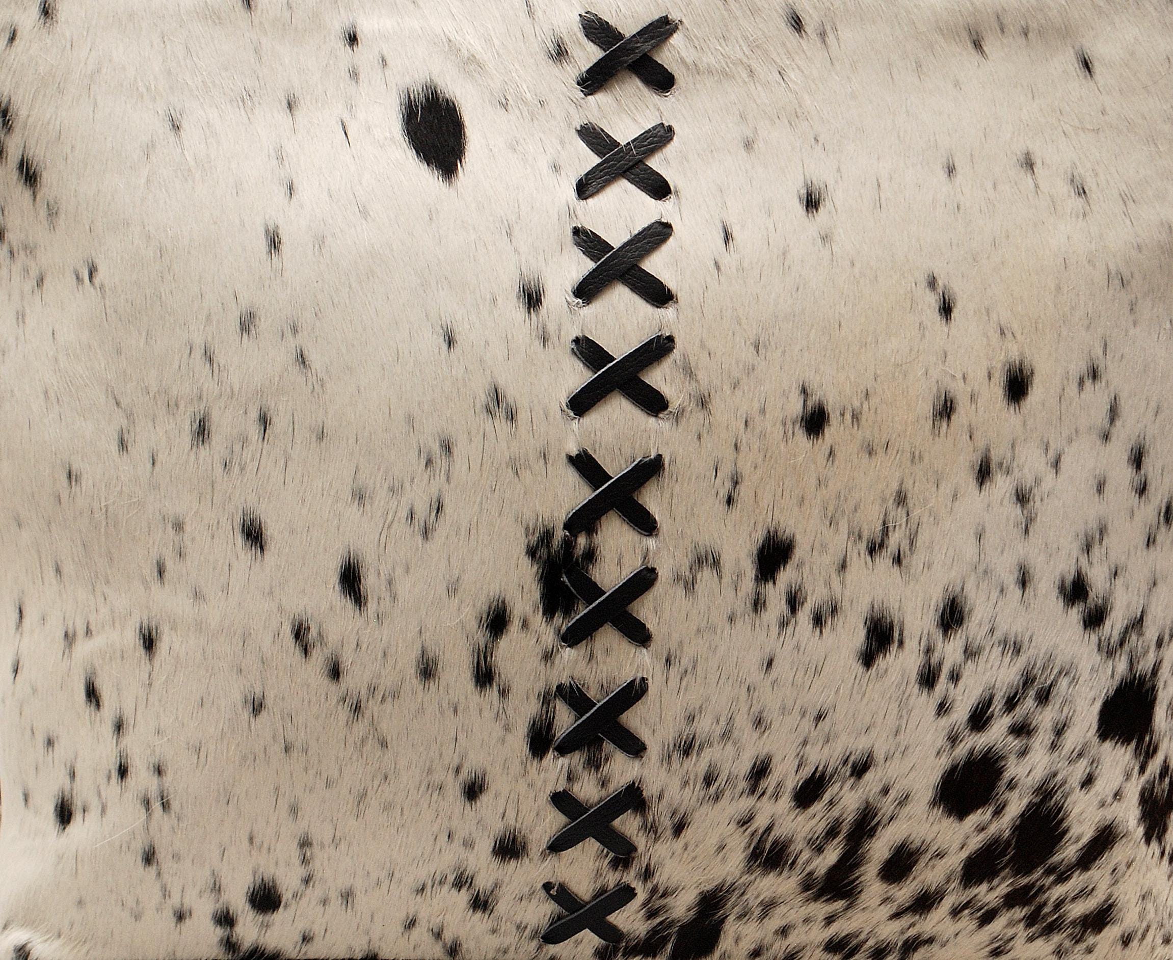 Luxurious White Cowhide Shoulder Bag with Hair-On Leather Cowskin Purse - Handmade For Women's Daily Use