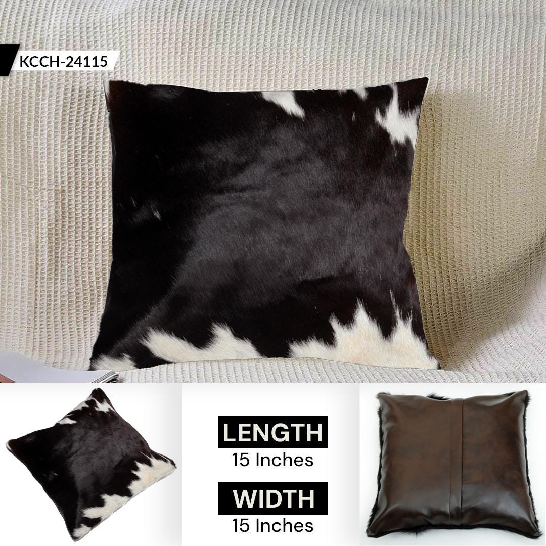 Handcrafted Cowhide Cushion Cover - Genuine Leather Exotic Animal Skin Home Decor - Eco-Friendly Hairy Cushion Cover
