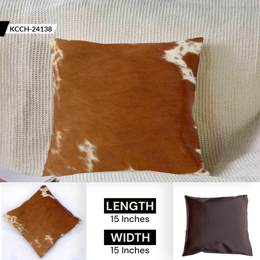 Add a Touch of Rustic Charm to Your Home Décor with 100% Genuine Cowhide Cushion Cover - Eco-Friendly Leather Hairy Cushion Cover in Brown