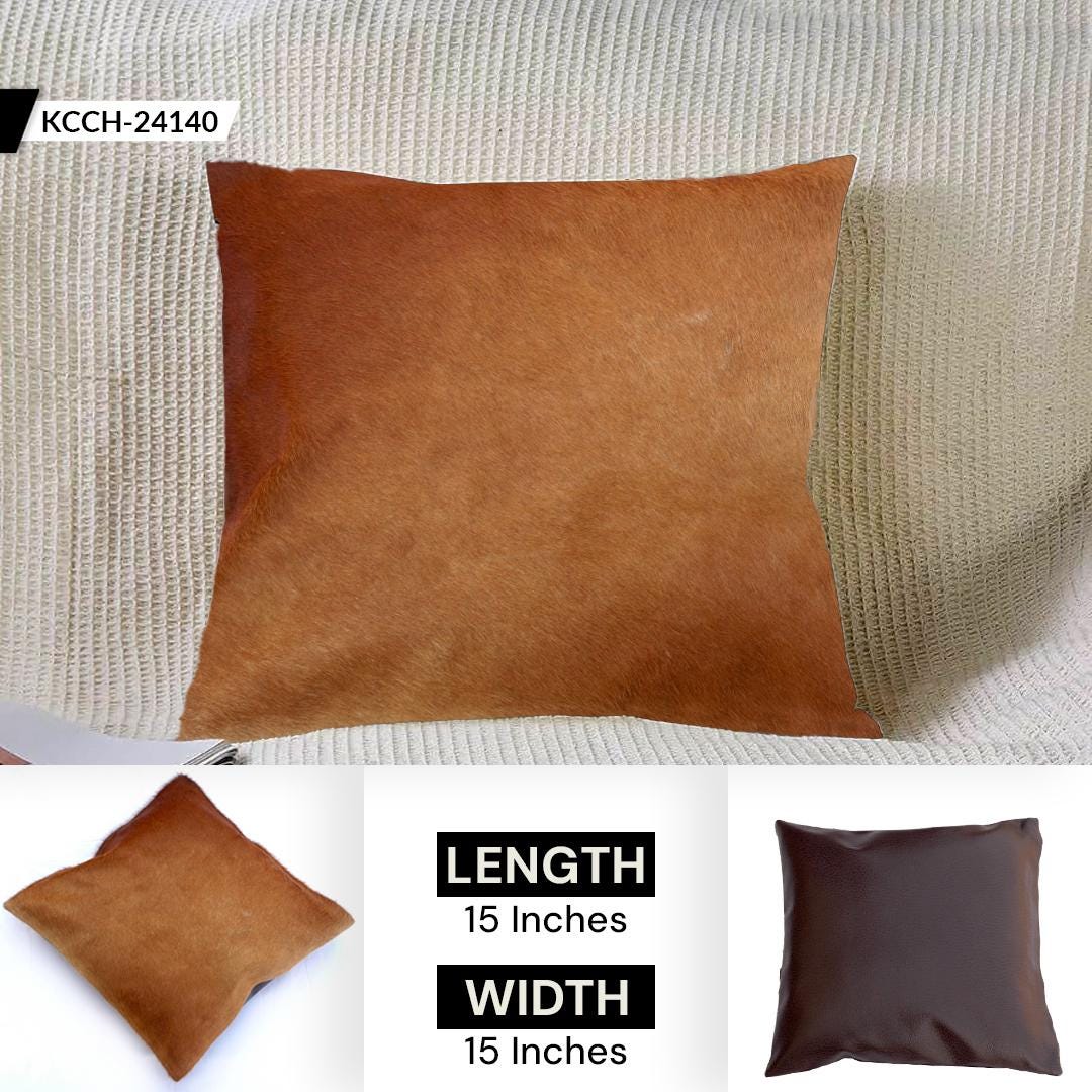 Luxurious Genuine Cowhide Cushion Cover with Unique Hair-on Leather - Stylish Home Decor Accent for Rustic Charm and Eco-Friendly Design