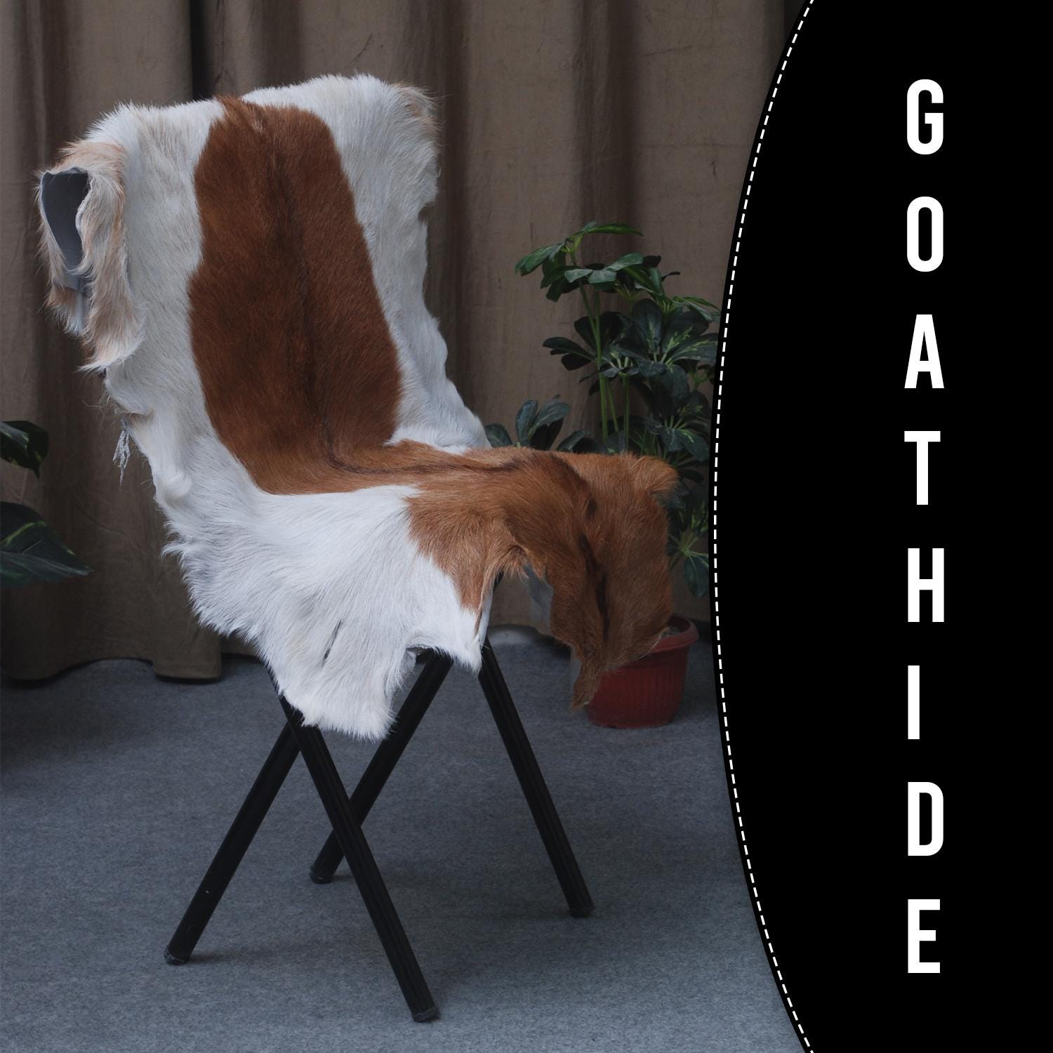Luxury Brown & White  Goat Skin Rug - Handmade 100% Pure Goat Skin - Soft, Non-Shedding, Sustainable & Unique - Eco-Friendly Floor Rug - Celestial Leather Limited