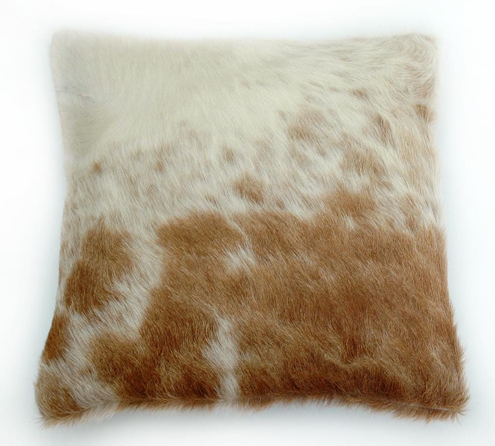 Rustic Genuine Leather Cushion Cover with Hidden Zipper - Multicolour Cowhide Home Decor - Eco-Friendly Exotic Leather Accent Piece