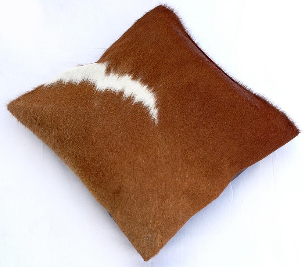Luxurious Handmade Brown & White Cowhide Throw Pillow Cover with Hidden Zipper - Unique Home Decor Accent for All Styles - Celestial Leather Limited