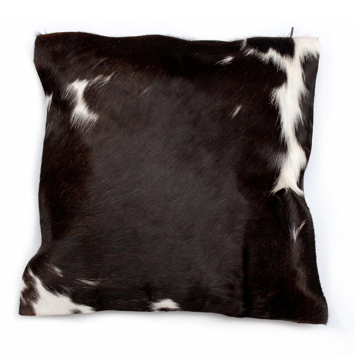 Luxurious Brown and White Cowhide Cushion Cover - Handmade Hair On Leather Pillowcase with Unique Animal Patterns and Faux Leather Back