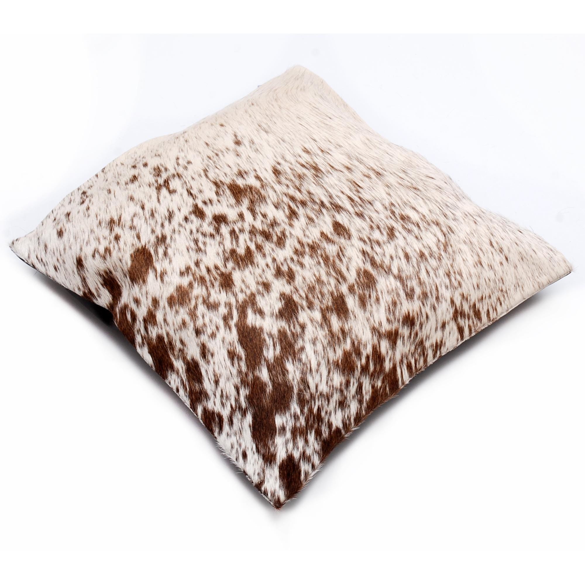 Handmade Brown & White Cowhide Cushion Cover - Rustic Elegance for Home Décor