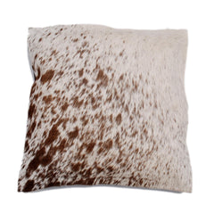 Handmade Brown & White Cowhide Cushion Cover - Rustic Elegance for Home Décor