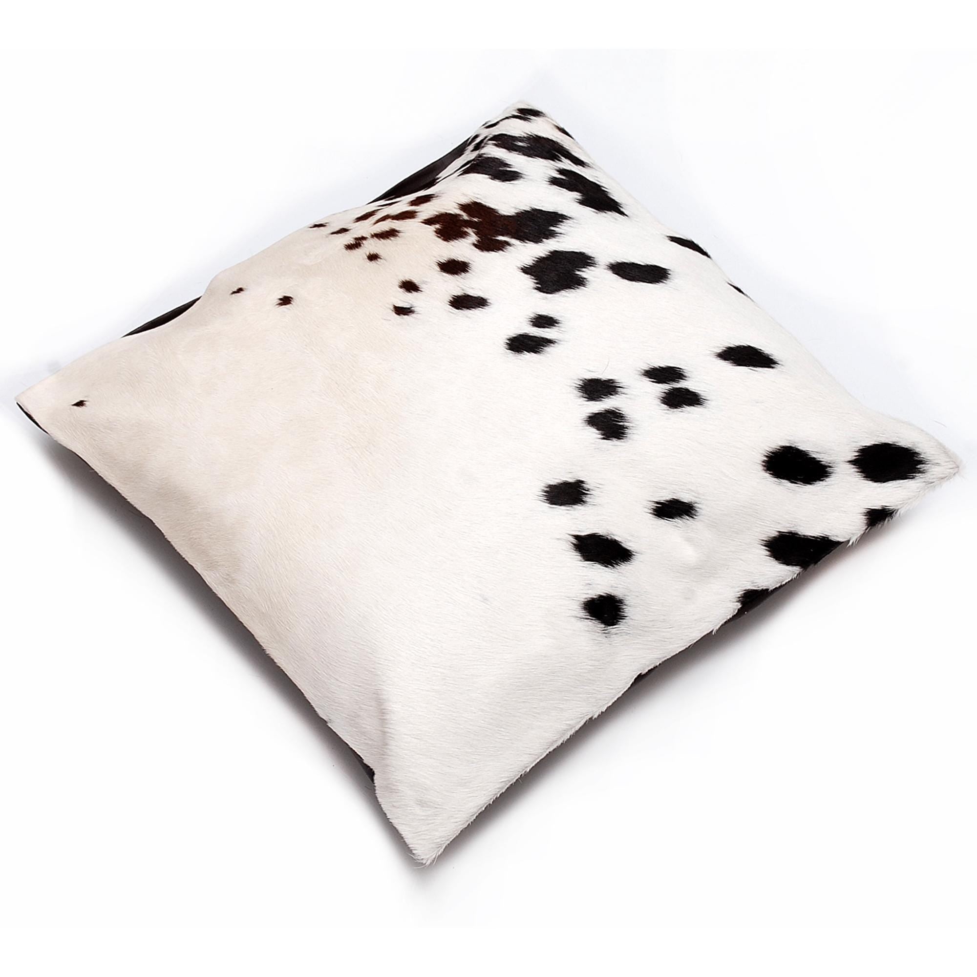 Luxury Brown & White Cowhide Cushion Cover with Animal Print - Handmade Rustic Elegance for Home Décor