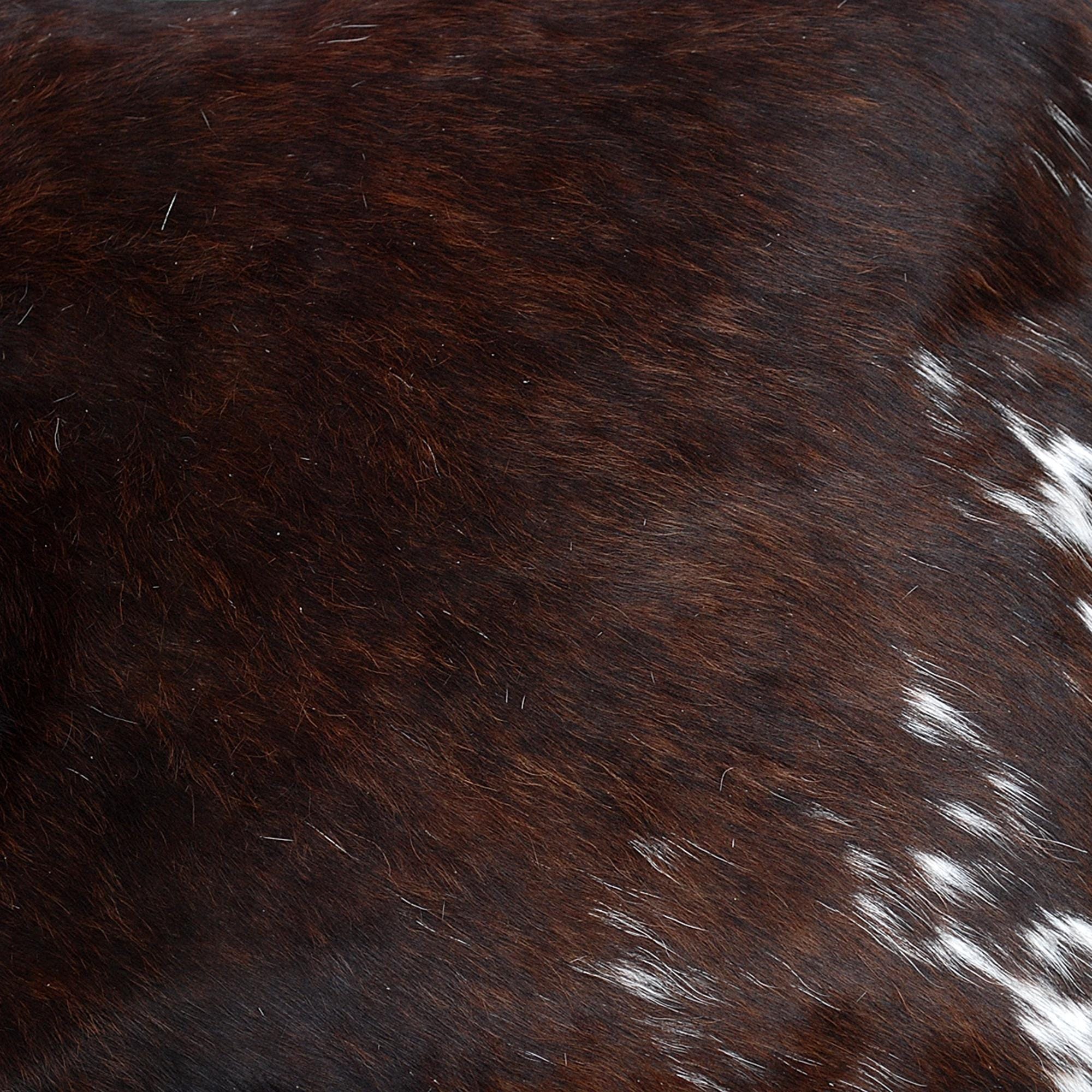 Luxury Handmade Brown & White Cowhide Cushion Cover with Animal Print - Rustic Elegance for Home Décor