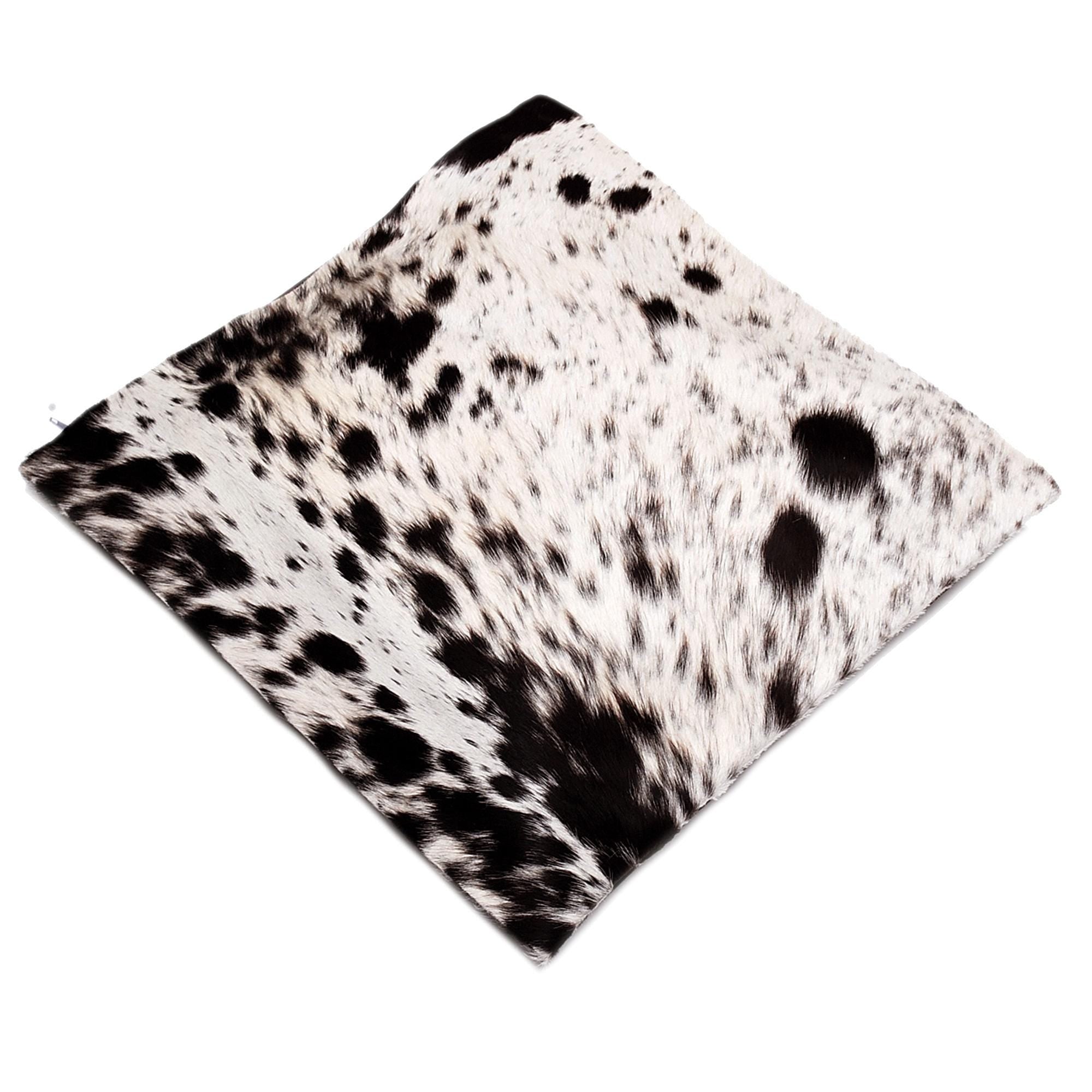 Luxury Handmade Cowhide Cushion Cover - Brown & White Animal Print Home Décor Accent