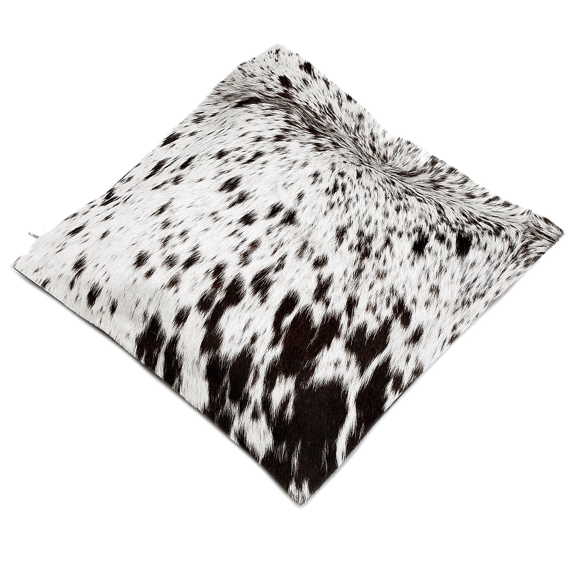 Rustic Elegance Cowhide Cushion Cover - Brown and White Hair on Leather - Handmade Luxury Throw Pillow Cover