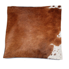 Elegant Handmade Brown & White Cowhide Cushion Cover - Rustic Chic Home Decor - Celestial Leather Limited