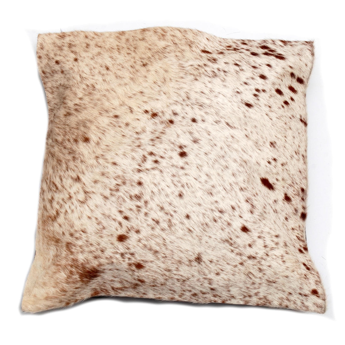 Rustic Elegance: Brown & White Cowhide Cushion Cover - Handmade Luxury with Unique Animal Patterns and Faux Leather Back - Celestial Leather Limited