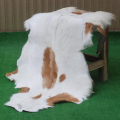Luxurious Handpicked Brown & White Goat Skin Rug - Hypoallergenic - Non-Shedding - Sustainable - Eco-Friendly - Premium Hair-On Goatskin Rug - Celestial Leather Limited