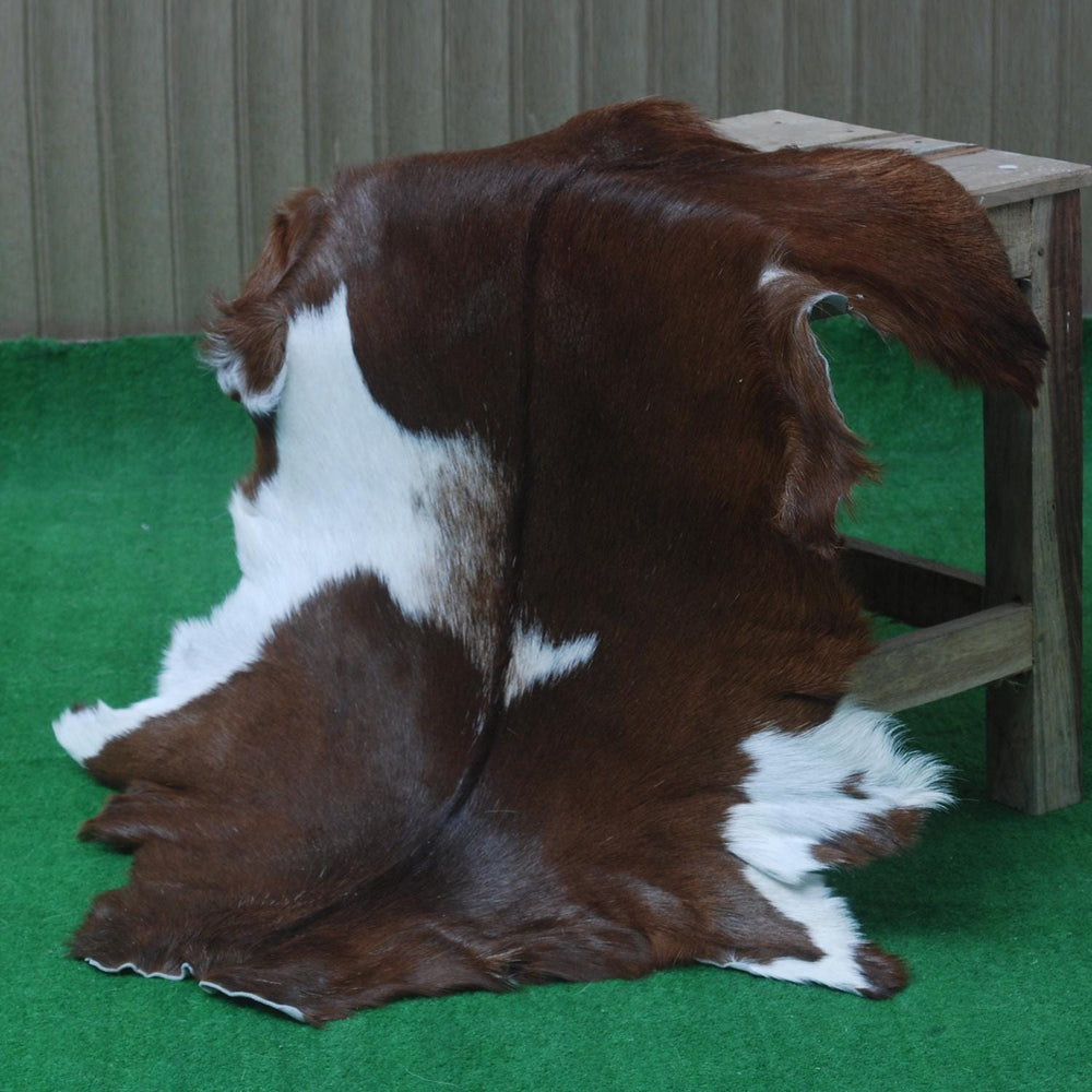 Luxurious Dark Brown & White Goat Skin Rug - Handmade from 100% Pure Goat Skin, Non-Shedding, Hypoallergenic, Eco-Friendly & Kid-Friendly - Celestial Leather Limited