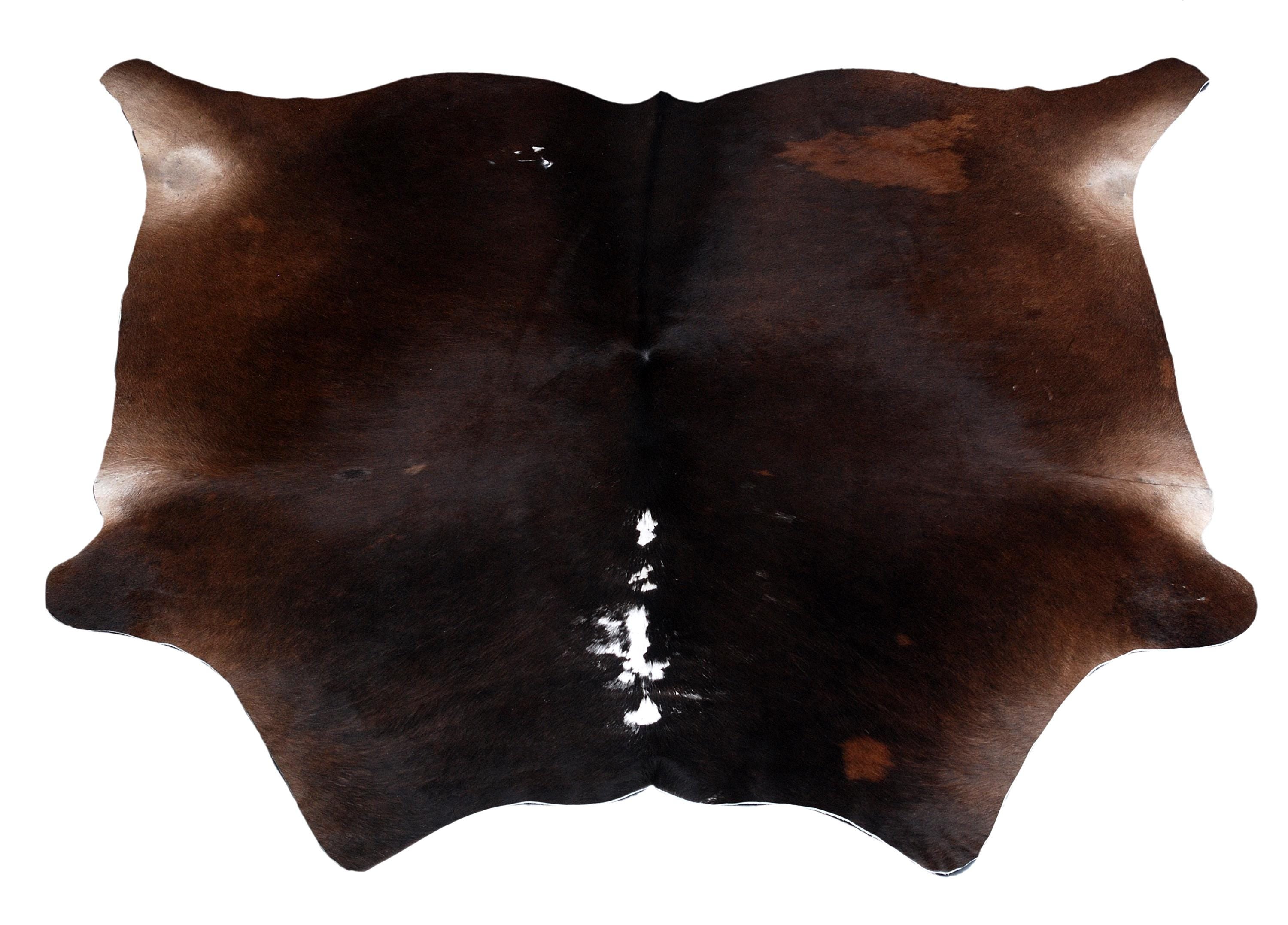 Luxurious XL Dark Brown Cowhide Rug with Hypoallergenic & Non-Slip Back - Hand selected Premium Hide for Elegant Décor - Celestial Leather Limited