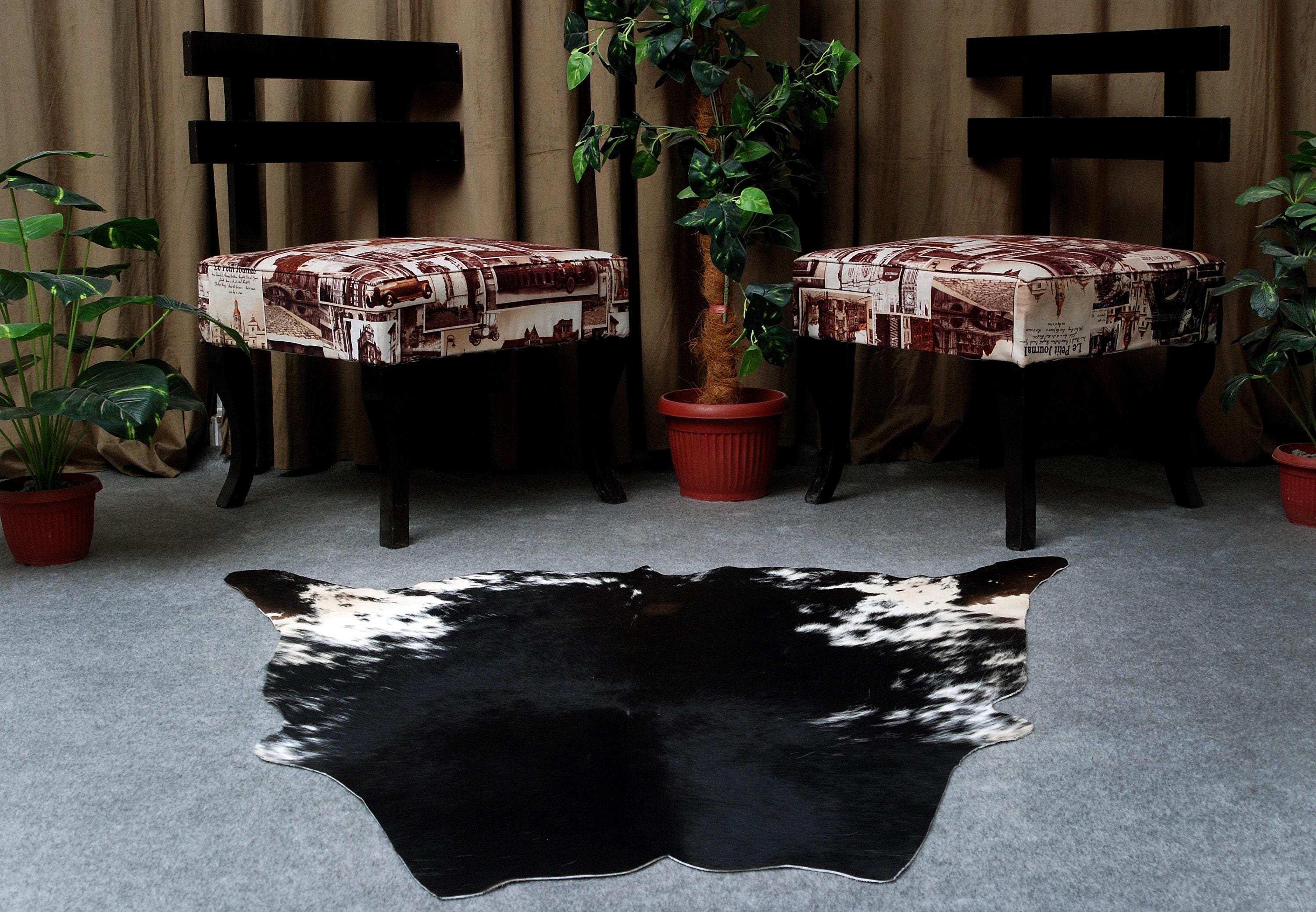 Luxury Dark Brown Cowhide Rug - Handcrafted Hypoallergenic Rug with Natural Dark Brown Hair for Bedroom/Living Room - Medium Size (16-20 sq - Celestial Leather Limited