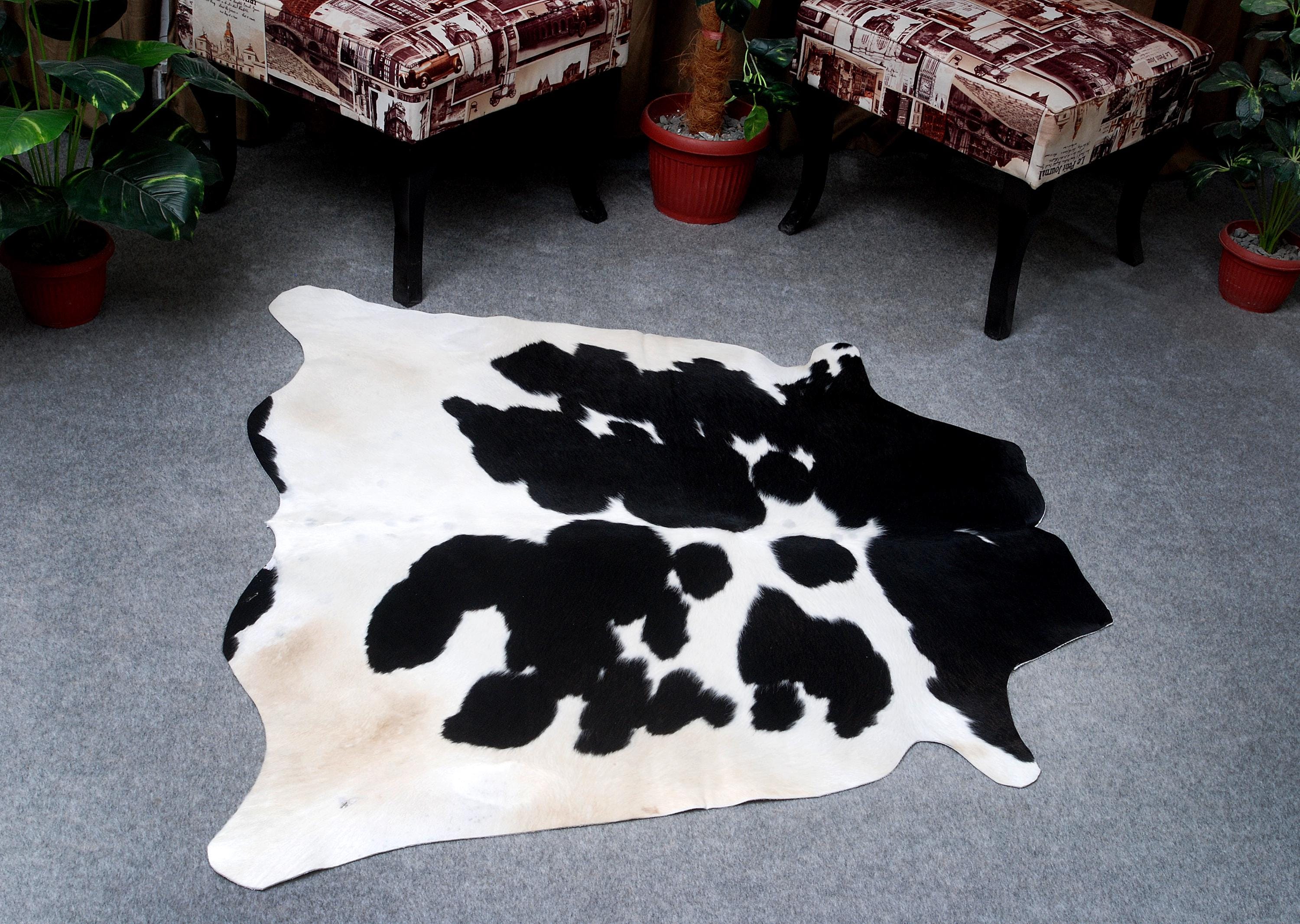 Luxurious Medium Salt & Pepper Cowhide Rug - Hypoallergenic, Non-Slip Backing, Handcrafted Natural Hide, Unique Black - White Markings, - Celestial Leather Limited