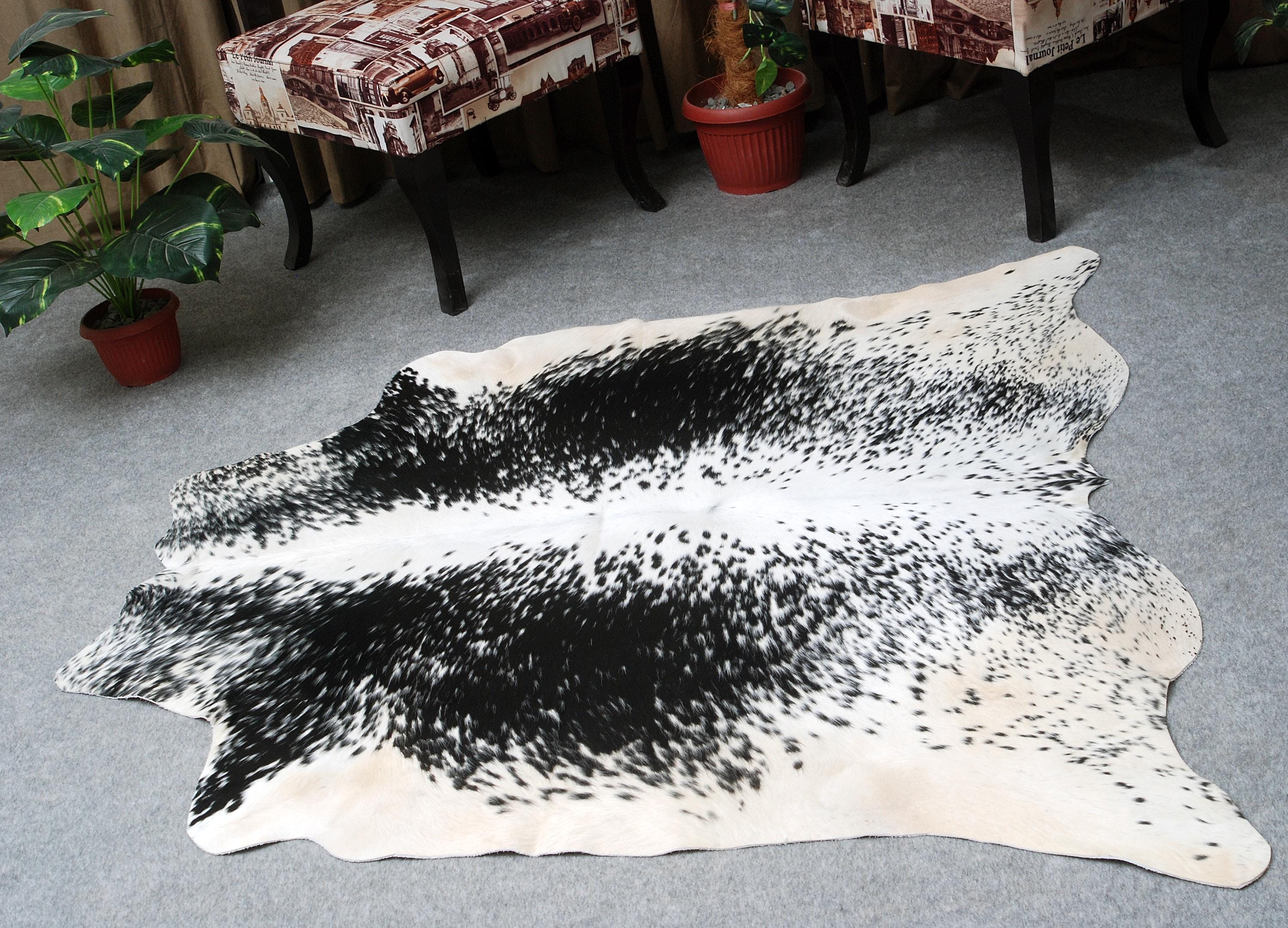 Luxurious Black & White Cowhide Rug: Hypoallergenic, Non-Slip Back, Unique Natural Beauty - Ideal for Bedroom - Living Room Decor - Celestial Leather Limited