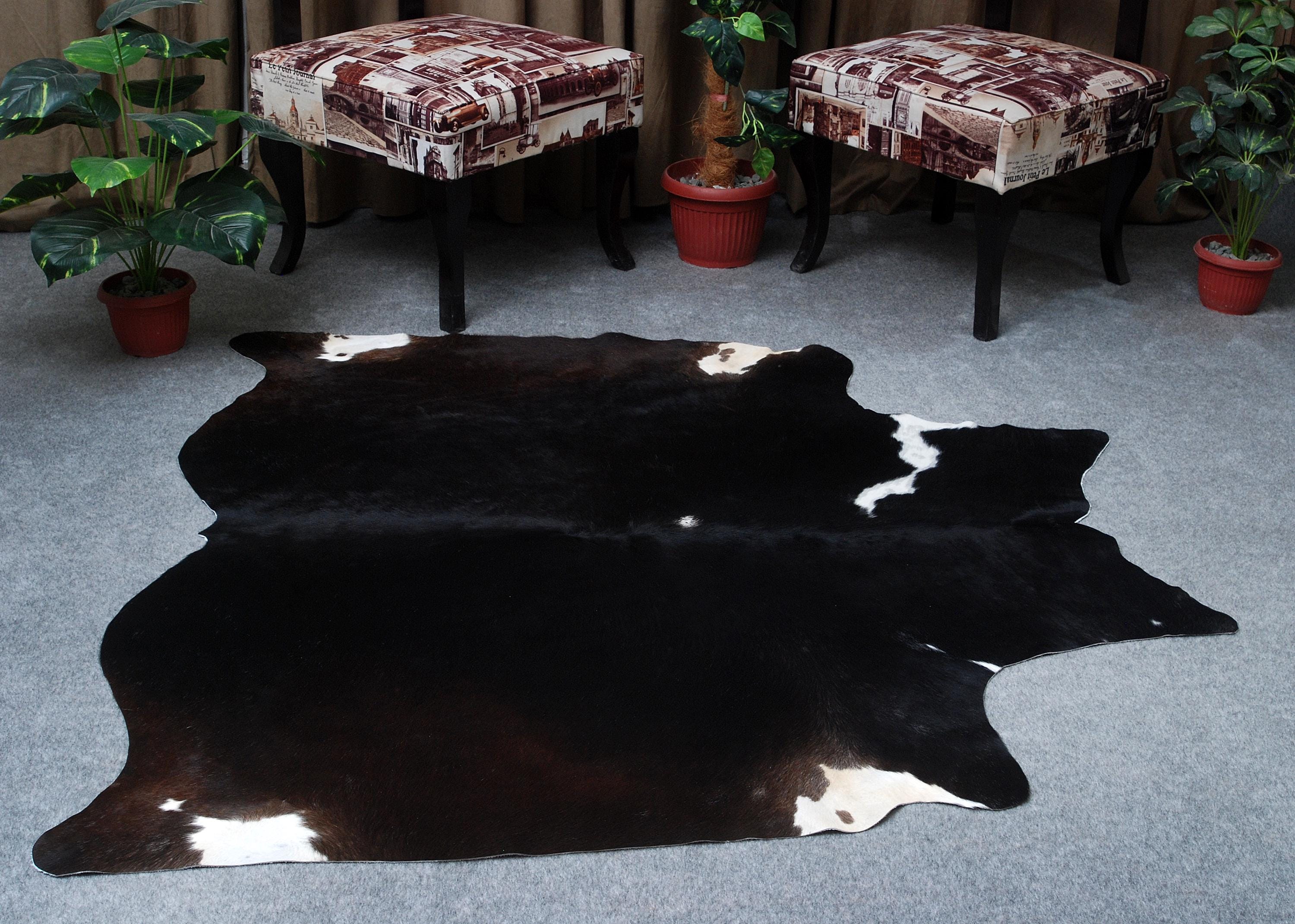 Luxurious Black & White Cowhide Rug for Stylish Décor | Hypoallergenic, Non-Slip, Unique Natural Beauty | Large Size, Free Shipping! - Celestial Leather Limited