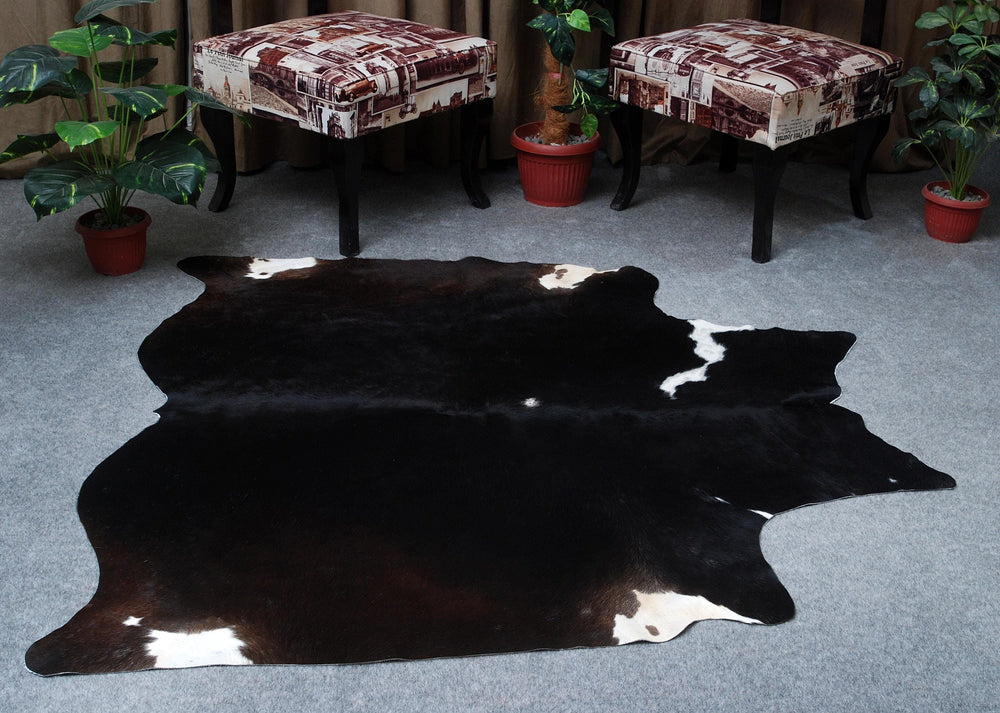 Luxurious Black & White Cowhide Rug for Stylish Décor | Hypoallergenic, Non-Slip, Unique Natural Beauty | Large Size, Free Shipping! - Celestial Leather Limited