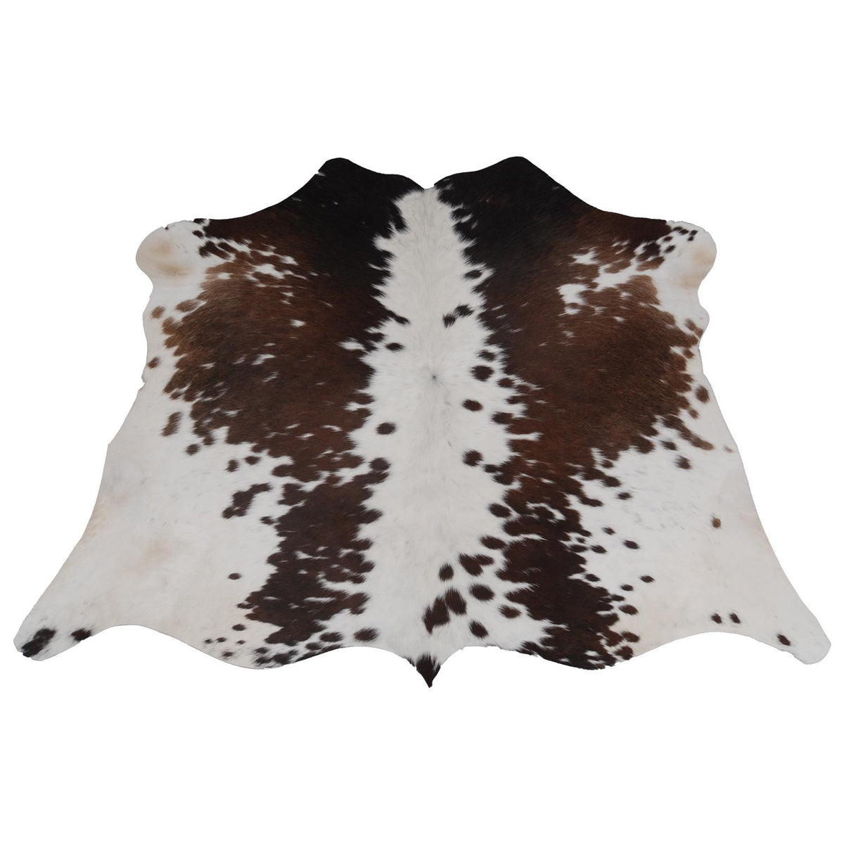 Luxurious Hypoallergenic Cowhide Rug with Non-Slip Suede Back - Small Animal Print Area Rug in Dark Brown and White - Celestial Leather Limited