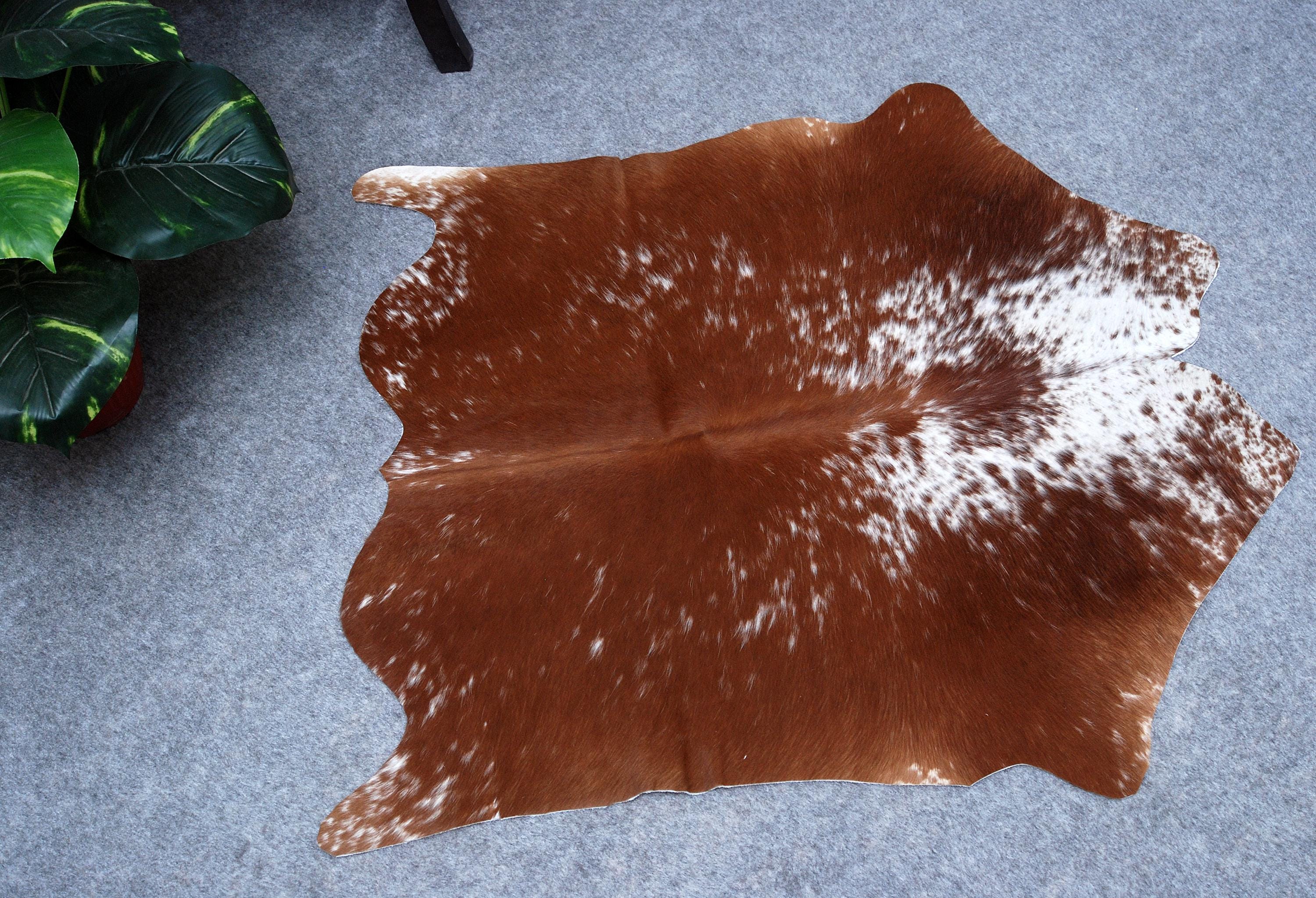 Luxury Brown & White Cowhide Rug - Hypoallergenic Non Slippery Suede Back - Handcrafted Natural Hide Carpet for Bedroom Living Room - Celestial Leather Limited