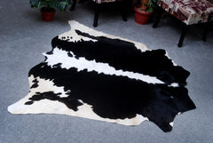 Luxurious Black & White Cowhide Rug | Large Spotted Hair Rug for Bedroom/Living Room | Hypoallergenic - Non-Slip Suede Back | Unique Natural - Celestial Leather Limited