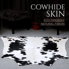 Luxurious Brown & White Cowhide Rug for Bedroom - Living Room - Hypoallergenic, Non-Slip, Non-Shedding, Durable - Versatile Area Rug - Celestial Leather Limited