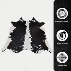 Beautiful Medium Brown and White Cowhide Rug with Soft Hair | Hypoallergenic & Non-Slip Backing | Handcrafted Luxury | Durable - Versatile