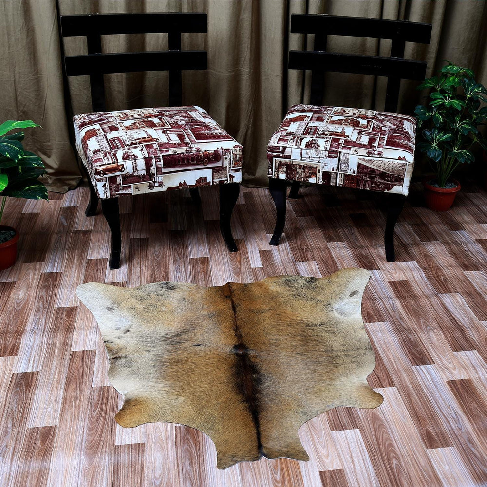 Luxurious Brown and White Cowhide Rug - Hypoallergenic, Handcrafted, Unique Beauty, Durable Medium Size Rug for Home Décor - Celestial Leather Limited