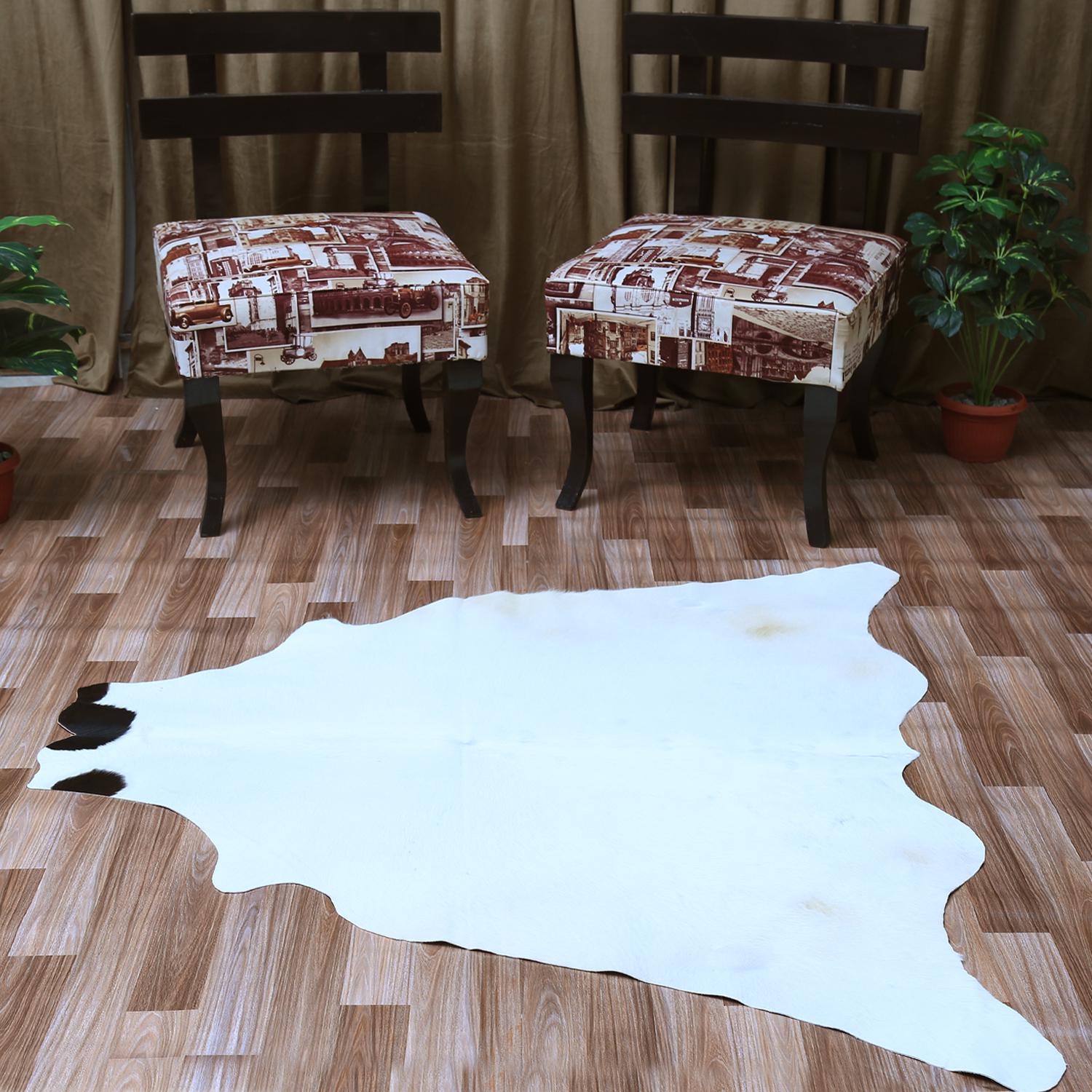 Luxurious Brown & White Cowhide Rug | Handcrafted Medium Size with Unique Animal Pattern | Hypoallergenic - Durable Hide for Rustic Charm - Celestial Leather Limited